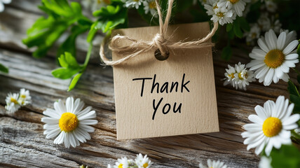 クラフトタグとデイジーの感謝メッセージ