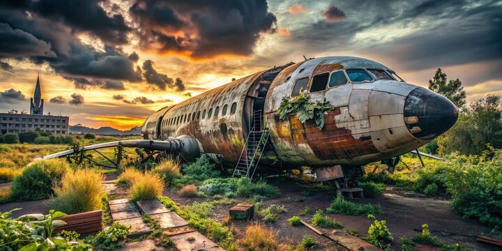 Abandoned Airplane Wreckage Urban Exploration Photography