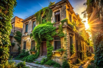 Fototapeta premium Abandoned Athenian Building: Urban Exploration Photography
