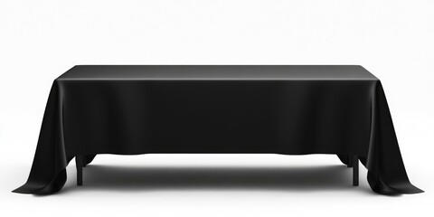 Elegant Black Table Cover: Adjustable Stitched Runner for Exhibitions and Displays on White Background