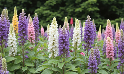 Fototapeta premium Buddleia (Buddleja davidii) Known as the butterfly bush, Buddleia produces long, fragrant flower spikes in shades of purple, pink,