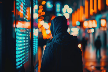 Obraz premium Cybercrime in the Digital Age: The Hacker in the City