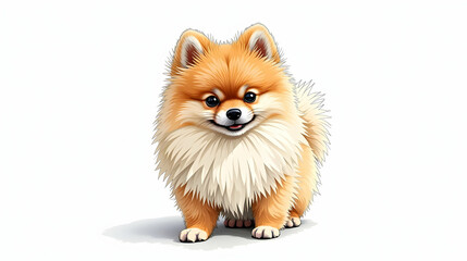 Obraz premium Adorable Pomeranian Puppy: A fluffy cloud of cuteness! Its bright eyes and cheerful expression will melt your heart. Pure joy!