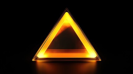 Radiant Orange Triangle: A Geometric Neon Art Piece Illuminating a Dark Canvas