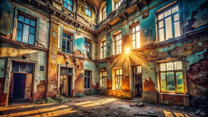 Fototapeta premium Abandoned Centricole Building: Urban Exploration Photography