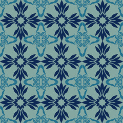 Oriental vector damask pattern. Talavera pottery. Azulejos portugal. Turkish ornament. Spanish porcelain. Ceramic tableware. Mediterranean wallpaper. Design for elaborated border.