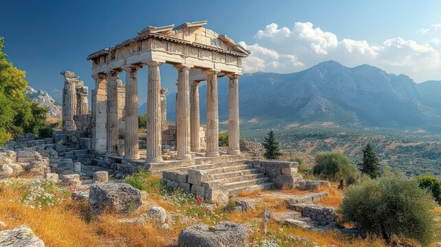 Ancient Temple of Athena at Priene, Turkey: A Majestic View