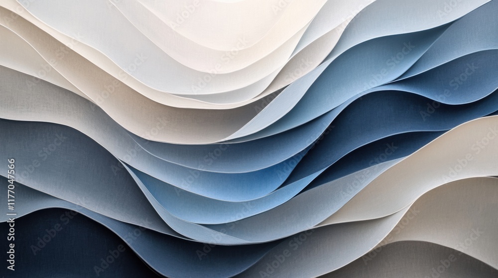 Leinwandbilder Abstract waves of color and shape create a soothing visual experience with soft gradients and fluid curves in layered design. Generative AI