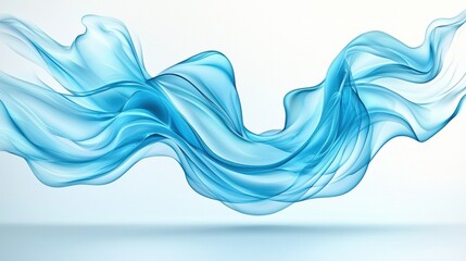 An elegant and dynamic blue abstract wave design gracefully flowing across a pristine white background, creating a sense of movement and tranquility.