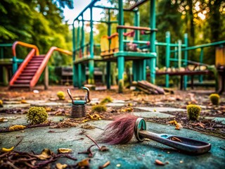 Abandoned Playground: Kids' haircuts, urban exploration photography