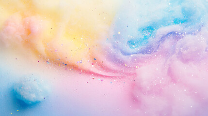 Obraz premium Colorful abstract swirl with pastel hues and sparkling glitter on a soft background