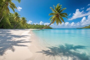 Fototapeta na wymiar A beautiful tropical beach and sea with nature landscape in daylight or sunset time