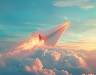 Paper Plane Sunset Flight