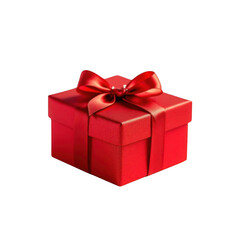 A digitally rendered, festive red gift box, adorned with a gold ribbon bow and subtle snowflake pattern.