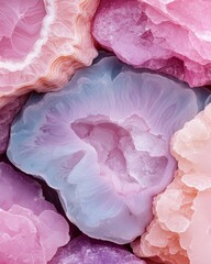 Obraz premium Stunning Pastel Pink and Lavender Agate Geode Crystal Texture Background