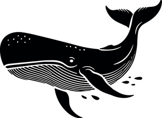 Whale vector black silhouette cricut design for T-shirt

