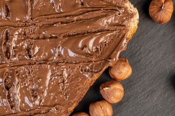 hazelnuts and bread with nut paste with chocolate