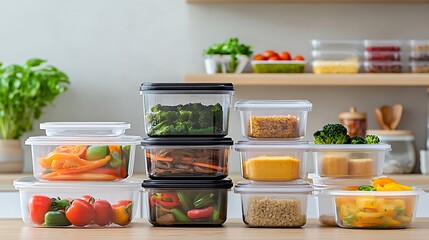 A set of stackable food storage containers with airtight seals