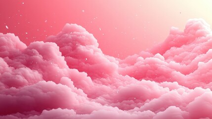 A muted pink background featuring soft cloud-like shapes in a flat design and a clean central area 