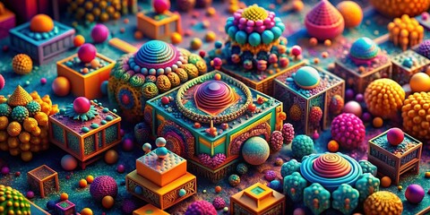 Fototapeta premium Abstract 3D Render Macro Photography: Close-up Geometric Shapes