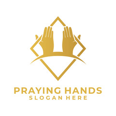 Rectangular with Pray Hand logo vector template