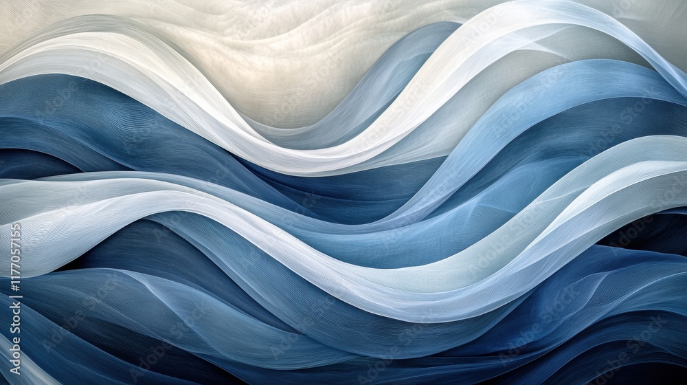 Leinwandbilder abstract representation of fluid waves with diverse heights and curves in soft tones of blue and whi