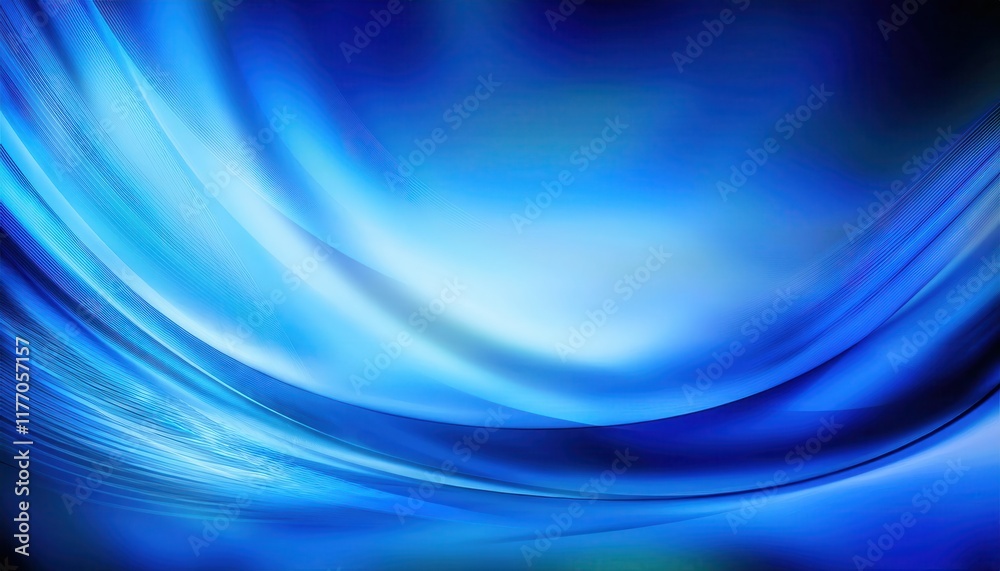 Poster Smooth flowing abstract blue wave background with gradients of light and dark shades for technology banners, presentations, or modern design templates
