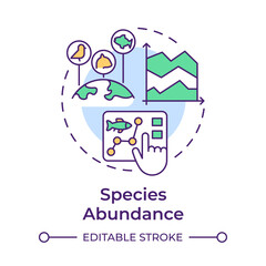 Species abundance multi color concept icon. Biodiversity measurement. Tracking number of animals. Round shape line illustration. Abstract idea. Graphic design. Easy to use in article