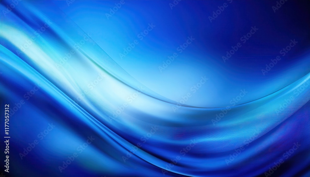 Poster Smooth flowing abstract blue wave background with gradients of light and dark shades for technology banners, presentations, or modern design templates