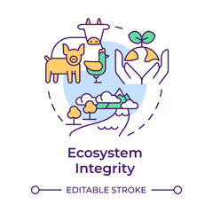Ecosystem integrity multi color concept icon. Biodiversity measurement. Balance of natural processes. Round shape line illustration. Abstract idea. Graphic design. Easy to use in article