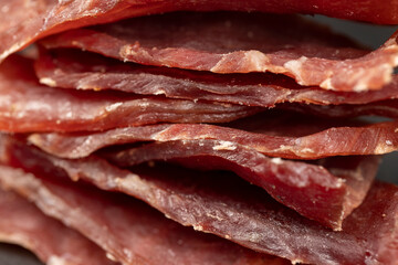 dried dried meat from meat tenderloin with spices and salt