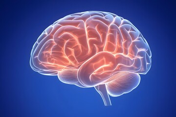 Fototapeta premium 3D Rendered Brain on Clean Blue Background for Medical and Mental Health Promotion