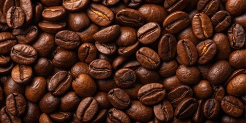 Obraz premium Aromatic Roasted Coffee Beans A Close-Up View of Rich Brown Beans, Ideal for Backgrounds or Textures