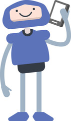 Robot Character Talking on Smartphone

