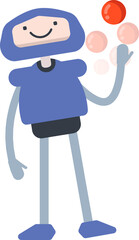 Robot Character Playing Ball
