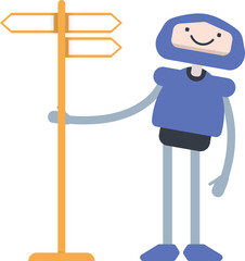 Robot Character and Signpost
