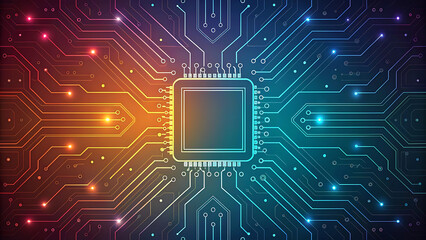 Fototapeta premium Futuristic technology theme with glowing circuit board design for digital and electronic innovations.