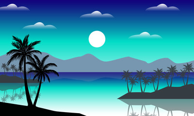 tropical island with palm trees