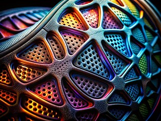 Abstract Black & Gray Shoe Sole with Geometric Perforated Pattern - Surreal Photography Stock Image