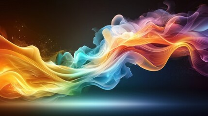 The vibrant colorful wave patterns on the dark background create an electrifying visual display that captivates the eye with a dynamic play of contrasting hues and shapes.