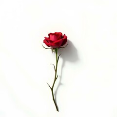 Fototapeta premium 3D-RED ROSE ISOLATED ON WHITE BACKGROUND, REALISTIC, 4K