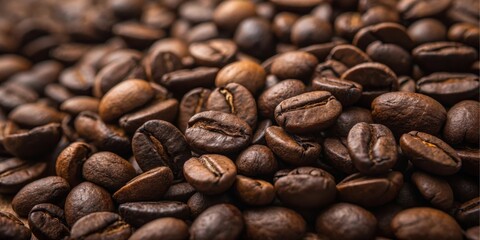 Fototapeta premium A Close-Up View of Roasted Coffee Beans, Rich Brown Hues and Detailed Texture