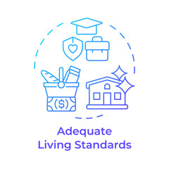 Adequate living standards blue gradient concept icon. Human rights. Education, ownership. Round shape line illustration. Abstract idea. Graphic design. Easy to use in infographic, presentation