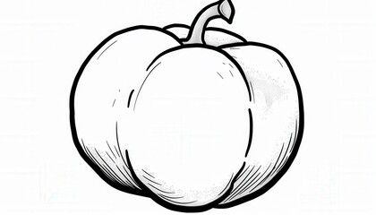 A simple line art illustration of a bell pepper. Ideal for recipe books, cooking websites, or educational materials related to food and vegetables.
