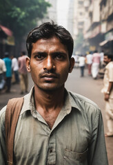 Fototapeta premium Armer Tagelöhner auf der Straße in Mumbai