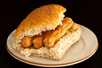 Oatmeal bap and Hot sausages