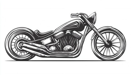 A vintage-style motorcycle illustration perfect for biker apparel, posters, or logo designs. Its classic chopper design evokes a sense of freedom and adventure.