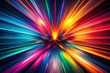 Obraz premium Abstract Colorful Lines, Dynamic Black Background Stock Photo