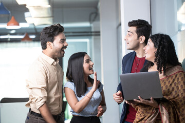 Smiling Team Of Employees Having Fun