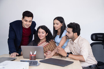 Corporate Employees Are Working Together For Achievement